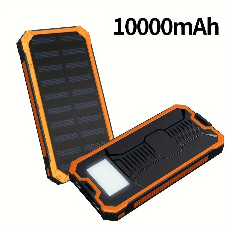 10.000 mAh Zonne-Energie Powerbank – Draagbare Oplader met Dubbele USB, LED-Lamp en Waterbestendig Ontwerp
