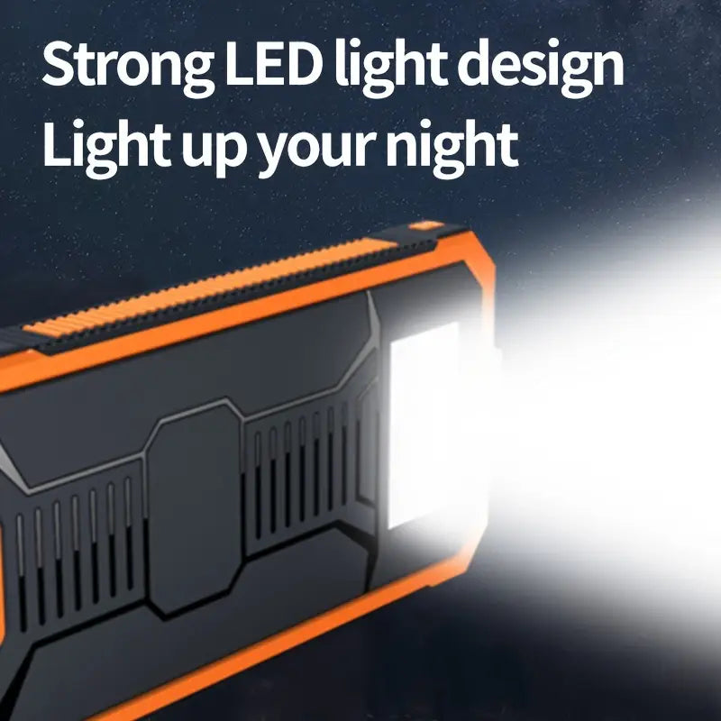 10.000 mAh Zonne-Energie Powerbank – Draagbare Oplader met Dubbele USB, LED-Lamp en Waterbestendig Ontwerp