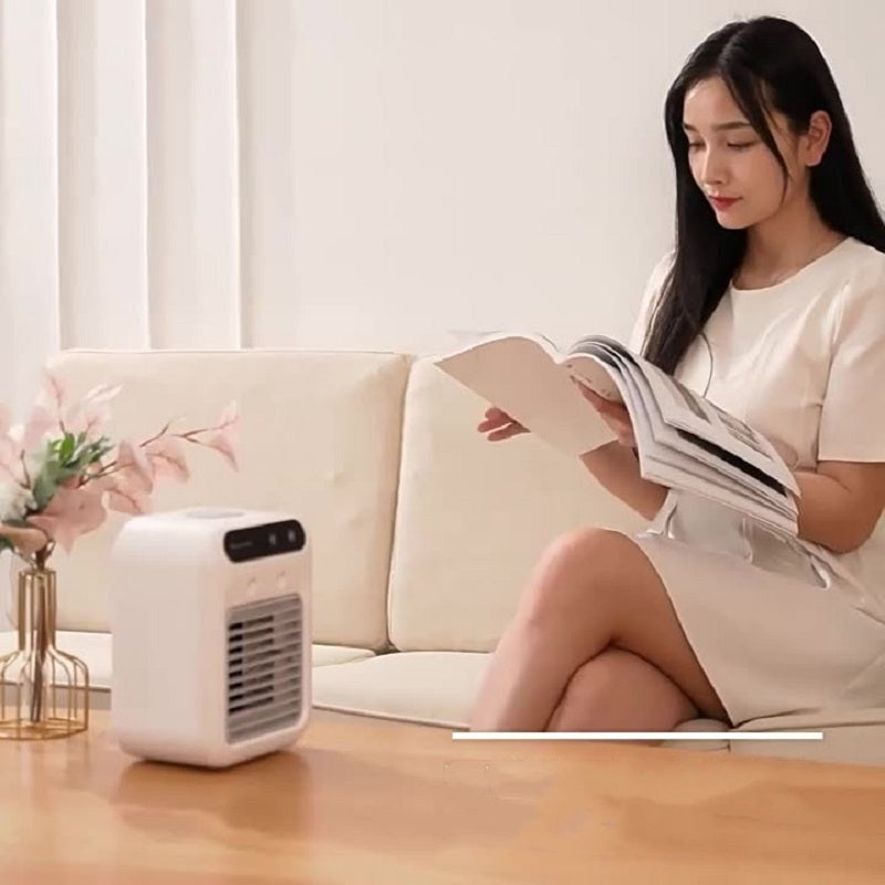 Draagbare Airco Ventilator – Waterkoeling & Luchtbevochtiger – Compact & Stil – Touchscreen Bediening