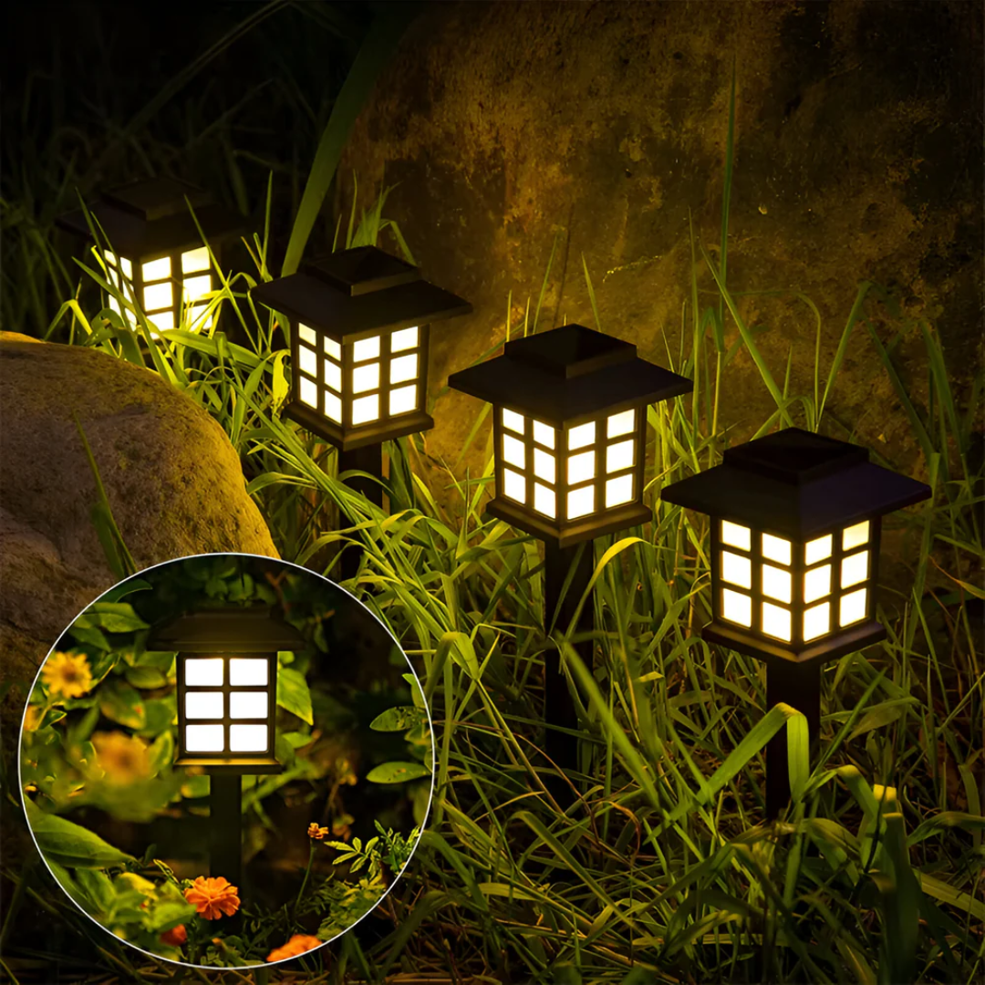 Luxe Staande Buitenlamp op Zonne-energie – Zwart – Solar Tuinverlichting met Warm Wit LED