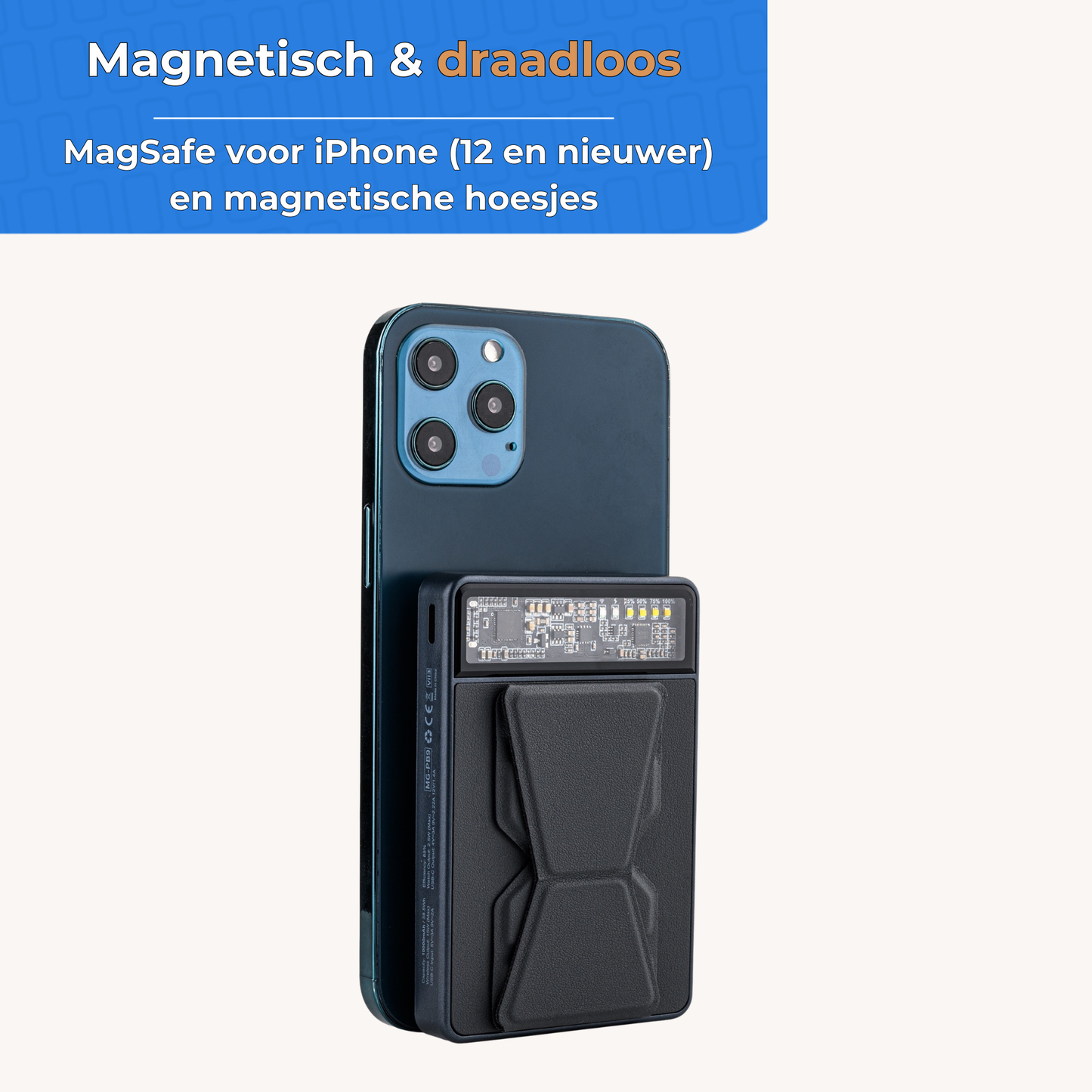 3-in-1 Draadloze MagSafe Powerbank 10.000 mAh – Voor Smartphone, Smartwatch en Oordopjes
