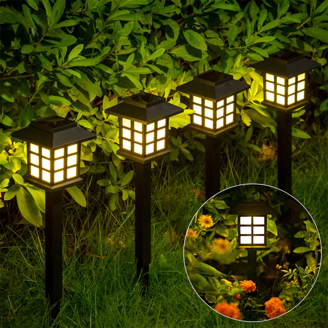 Luxe Staande Buitenlamp op Zonne-energie – Zwart – Solar Tuinverlichting met Warm Wit LED