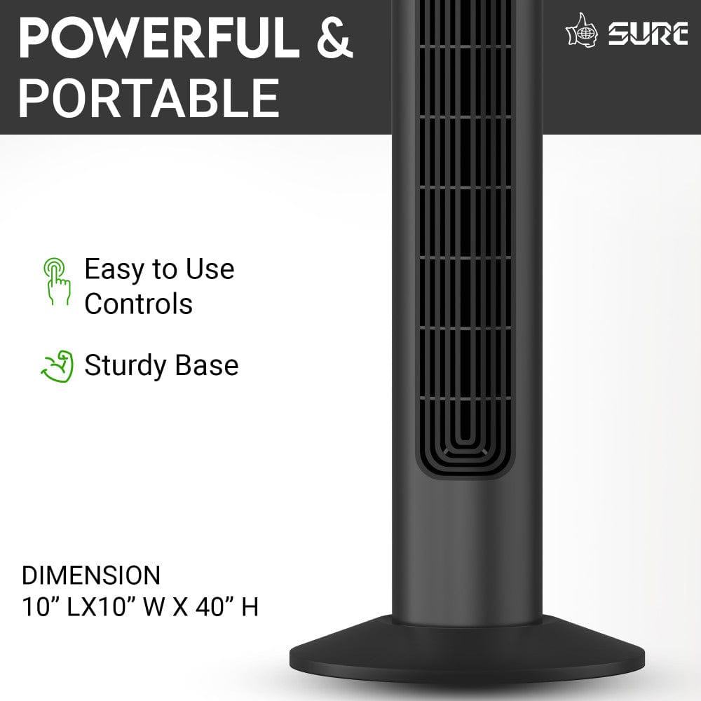 Sure Torenventilator – Zwart – Bladloos – 3 Snelheden