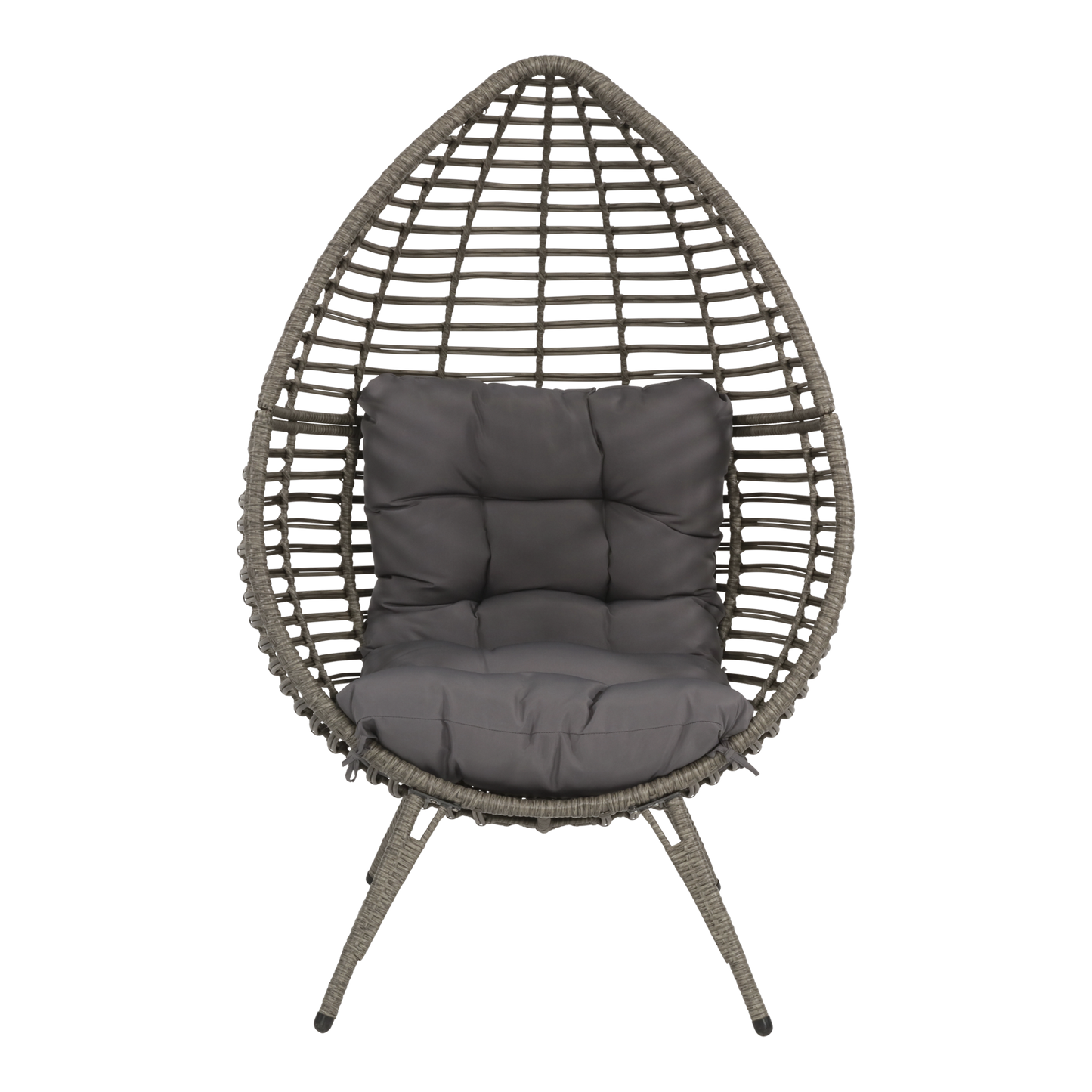 Relaxstoel Chill Grijs – Hangstoel met Wicker en Kussens – Comfort voor Binnen en Buiten