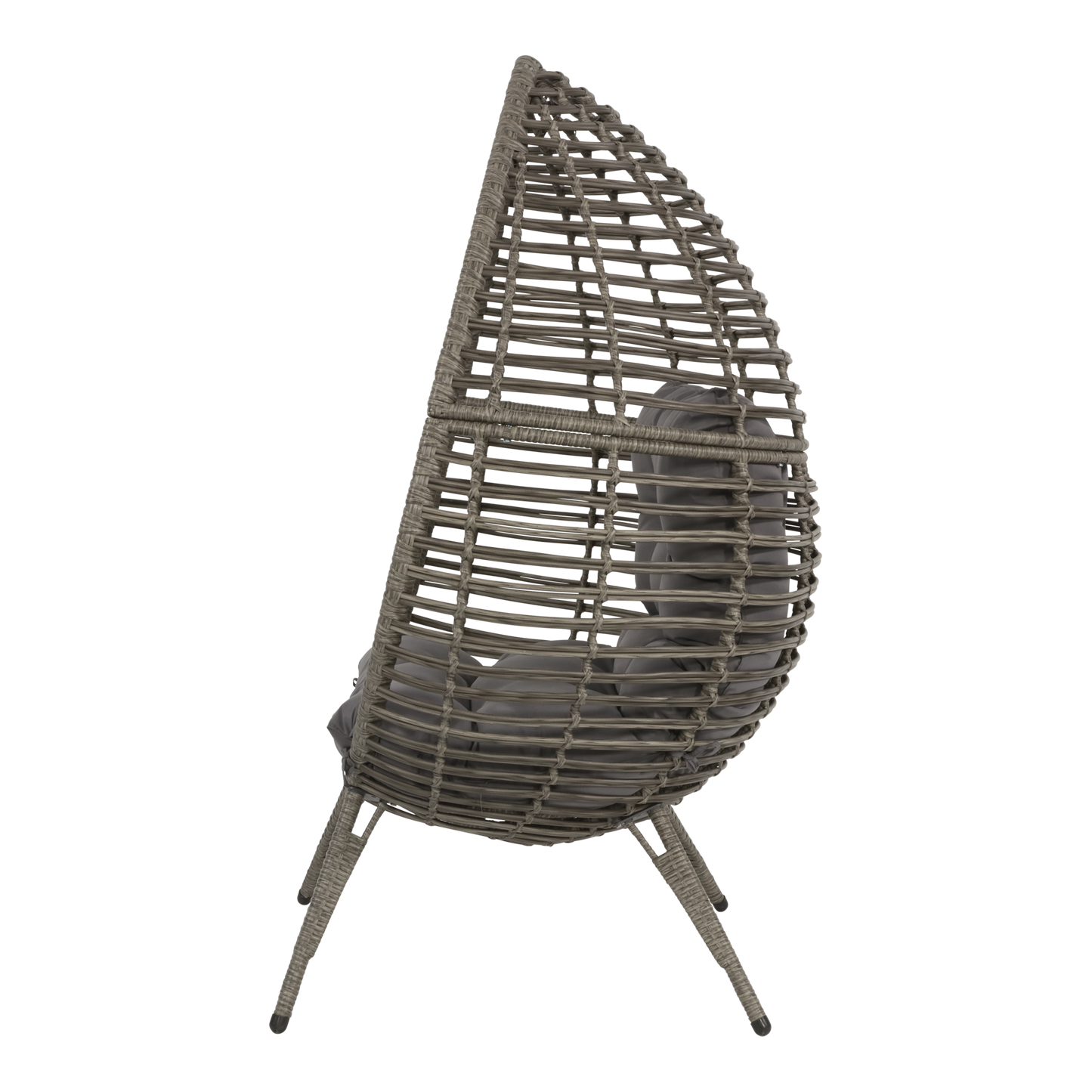 Relaxstoel Chill Grijs – Hangstoel met Wicker en Kussens – Comfort voor Binnen en Buiten