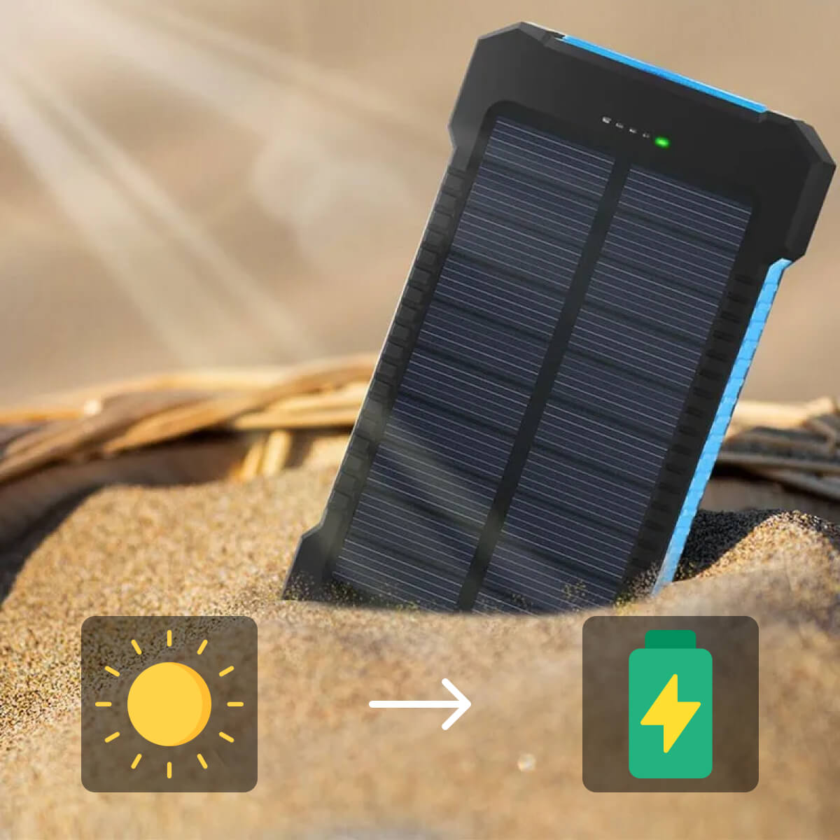 Zonne-Energie Powerbank 200.000 mAh – Waterdicht, Dubbele USB, LED-Zaklamp – Draagbare Externe Oplader