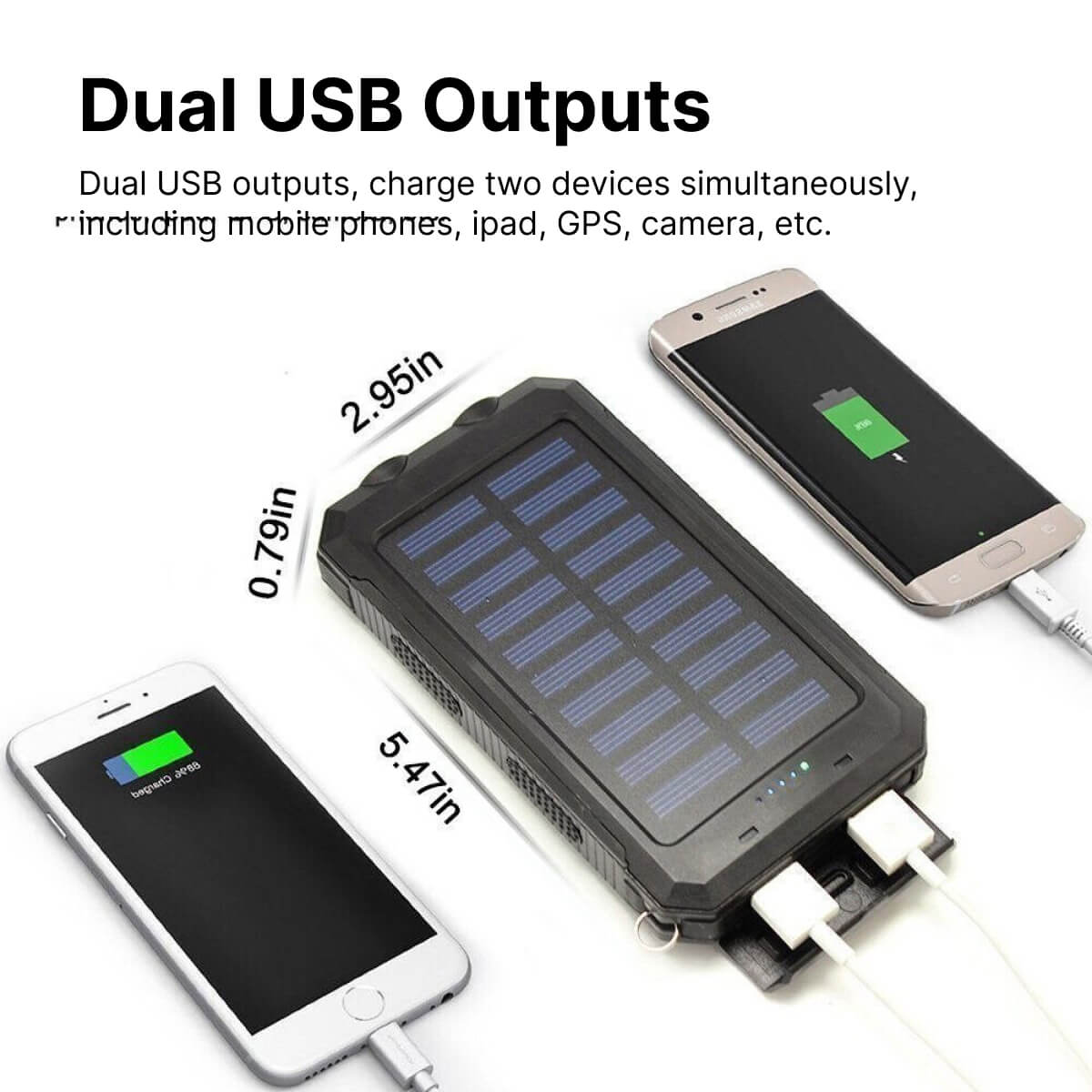 Zonne-Energie Powerbank 200.000 mAh – Waterdicht, Dubbele USB, LED-Zaklamp – Draagbare Externe Oplader