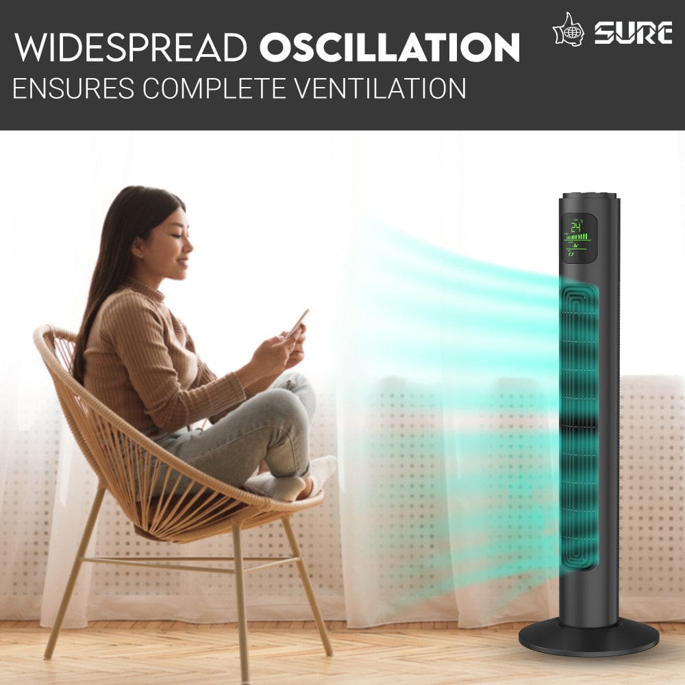 Sure Torenventilator – Zwart – Bladloos – 3 Snelheden