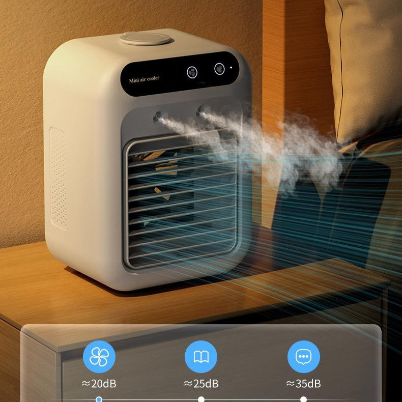 Draagbare Airco Ventilator – Waterkoeling & Luchtbevochtiger – Compact & Stil – Touchscreen Bediening