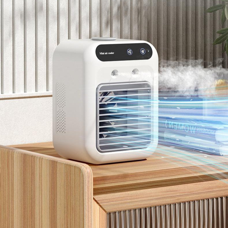Draagbare Airco Ventilator – Waterkoeling & Luchtbevochtiger – Compact & Stil – Touchscreen Bediening