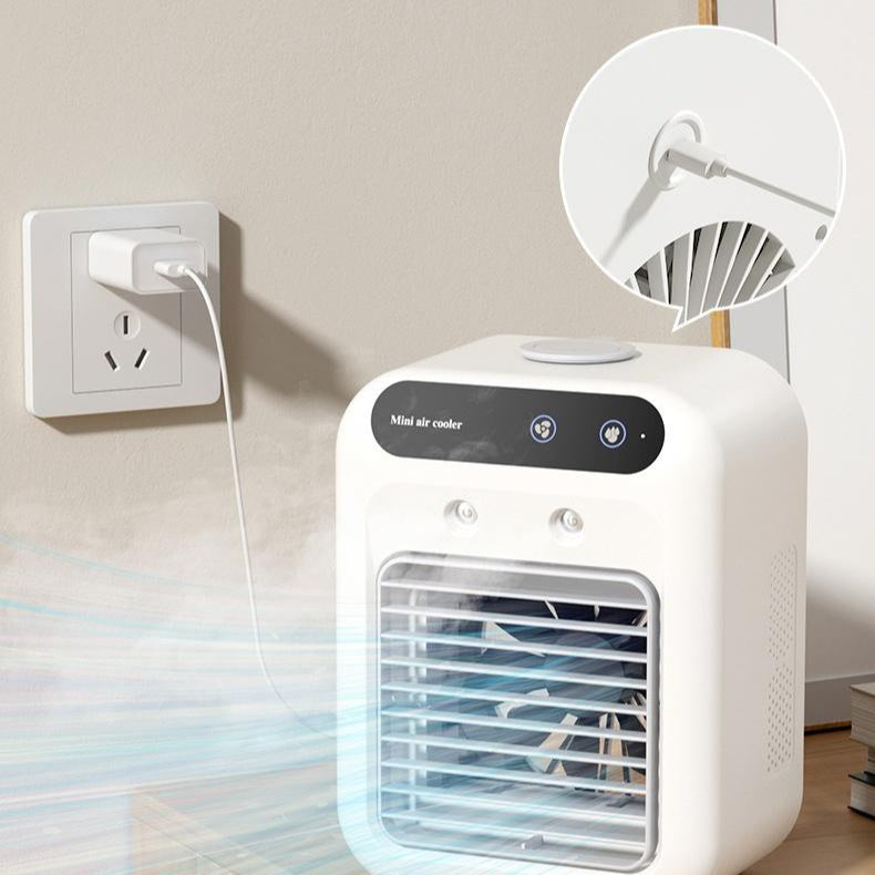 Draagbare Airco Ventilator – Waterkoeling & Luchtbevochtiger – Compact & Stil – Touchscreen Bediening