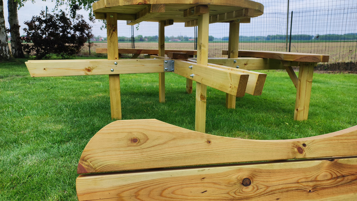 Ronde Picknicktafel XXL – Ø195 cm – Robuust, Weerbestendig en Onderhoudsvrij