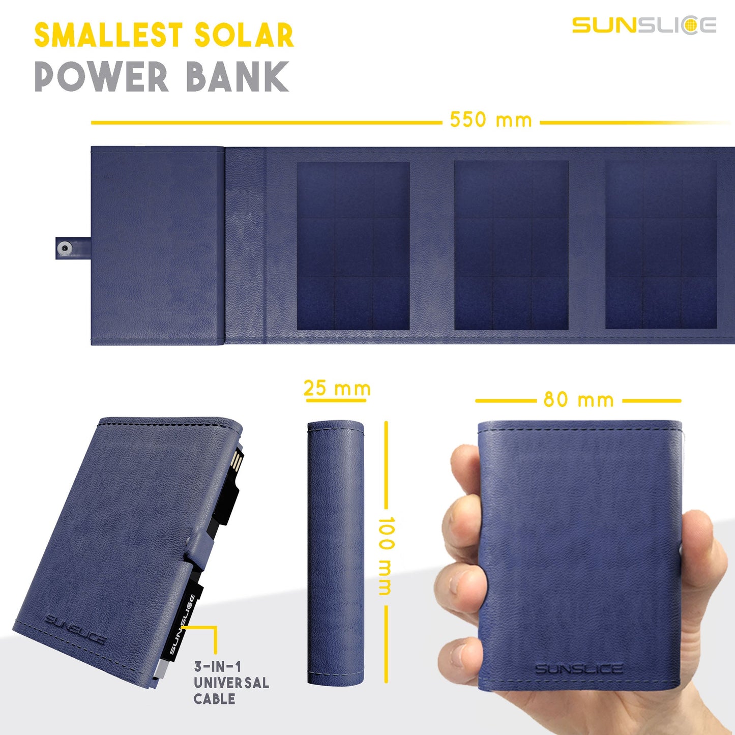 Ultra-Compacte Draagbare Zonne-Energie Powerbank – Opvouwbaar, Lichtgewicht en Universeel Opladen