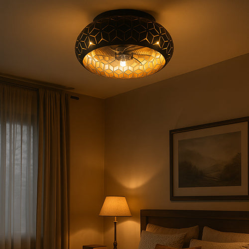 Plafondventilator Elynn met Lamp – Mat Zwart – Dimbaar LED – Plafondlamp Ventilator voor Koud & Warm Licht