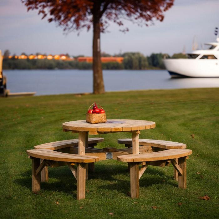 Ronde Picknicktafel XXL – Ø195 cm – Robuust, Weerbestendig en Onderhoudsvrij