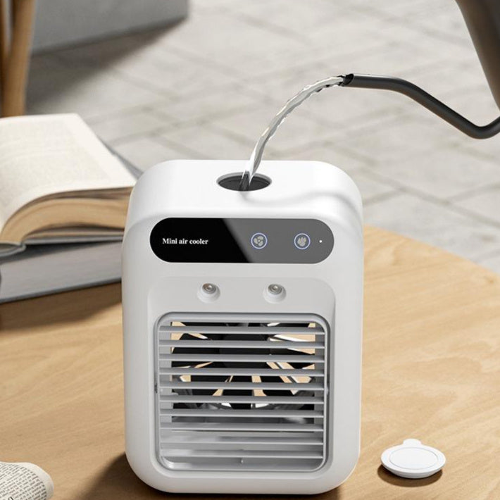 Draagbare Airco Ventilator – Waterkoeling & Luchtbevochtiger – Compact & Stil – Touchscreen Bediening