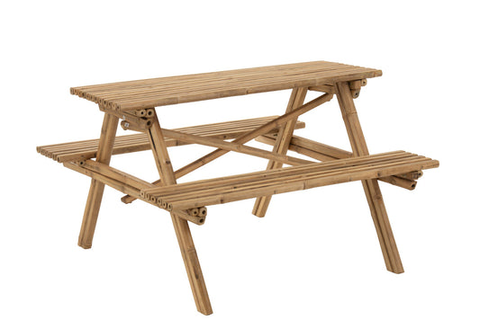 Bamboe Bank Naturel – 120 cm – Stijlvol Tuinbankje voor Binnen en Buiten