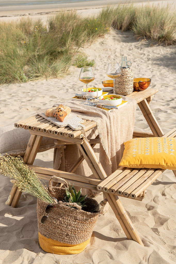 Bamboe Bank Naturel – 120 cm – Stijlvol Tuinbankje voor Binnen en Buiten