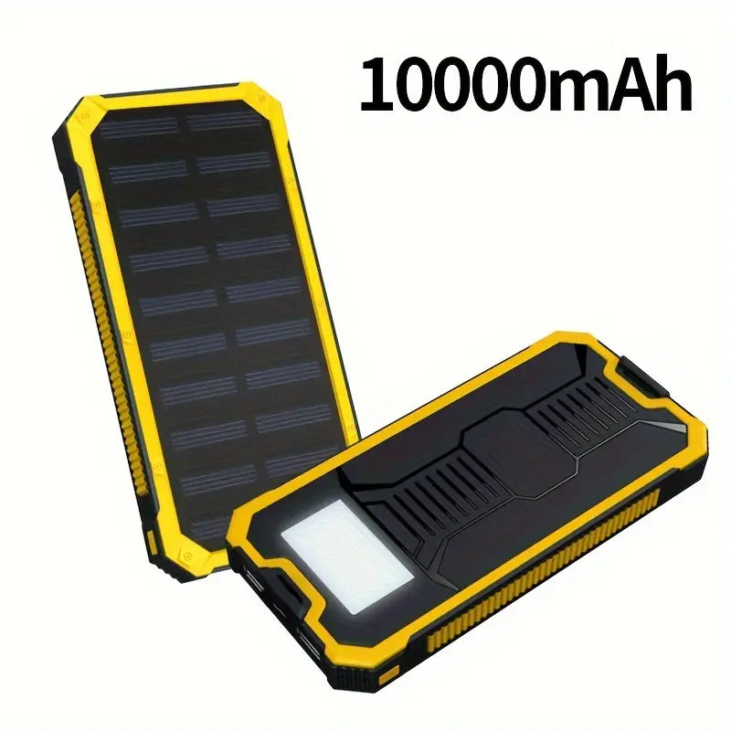 10.000 mAh Zonne-Energie Powerbank – Draagbare Oplader met Dubbele USB, LED-Lamp en Waterbestendig Ontwerp