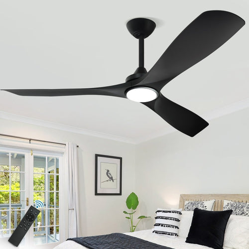Plafondventilator Depuey 52” – Met Lamp – Mat Zwart – Dimbaar – Stille DC Motor – 3 Lichtkleuren – Afstandsbediening