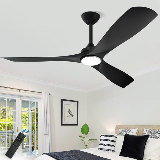 Plafondventilator Depuey 52” – Met Lamp – Mat Zwart – Dimbaar – Stille DC Motor – 3 Lichtkleuren – Afstandsbediening