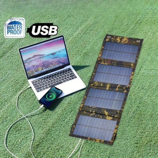 SoliFold Vouwbare Zonne Powerbank 30.000mAh – Snelladen via Zonnepanelen, Waterdicht, Dual USB & LED Zaklamp – Perfect voor Camping, Festivals & Outdoor Reizen
