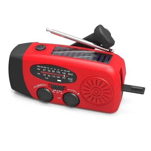 Noodradio met Zaklamp en Powerbank – Zonnepaneel, Zwengel en USB-Opladen – 2025 Model