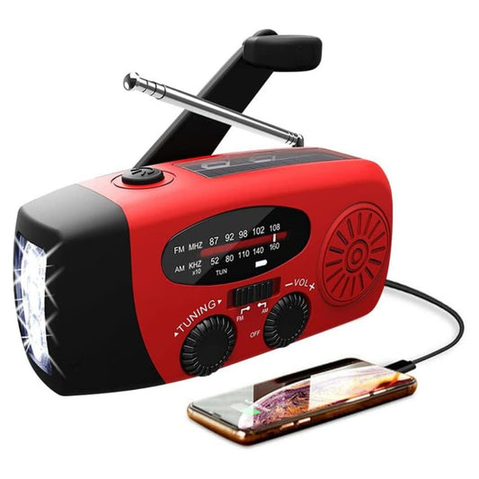 Noodradio met Zaklamp en Powerbank – Zonnepaneel, Zwengel en USB-Opladen – 2025 Model