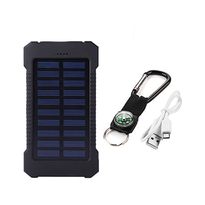 20.000 mAh Zonne-Energie Powerbank – Draagbare Externe Oplader met Dubbele USB en LED-Zaklamp