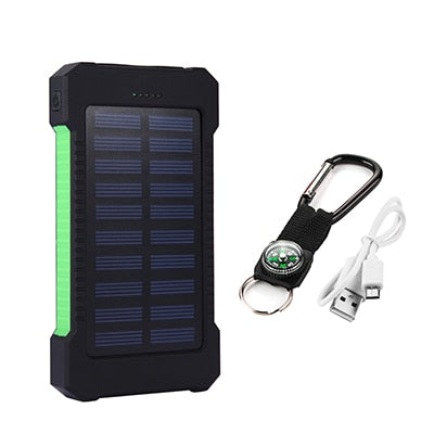 20.000 mAh Zonne-Energie Powerbank – Draagbare Externe Oplader met Dubbele USB en LED-Zaklamp