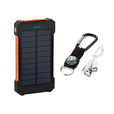 20.000 mAh Zonne-Energie Powerbank – Draagbare Externe Oplader met Dubbele USB en LED-Zaklamp