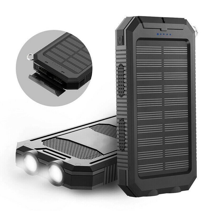 Zonne-Energie Powerbank 200.000 mAh – Waterdicht, Dubbele USB, LED-Zaklamp – Draagbare Externe Oplader