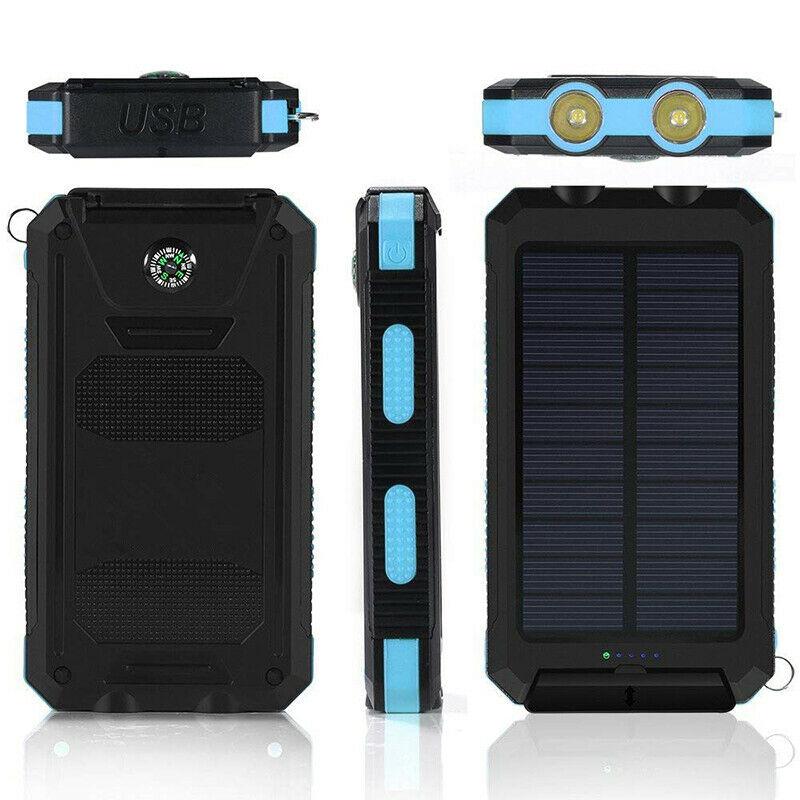 Zonne-Energie Powerbank 200.000 mAh – Waterdicht, Dubbele USB, LED-Zaklamp – Draagbare Externe Oplader