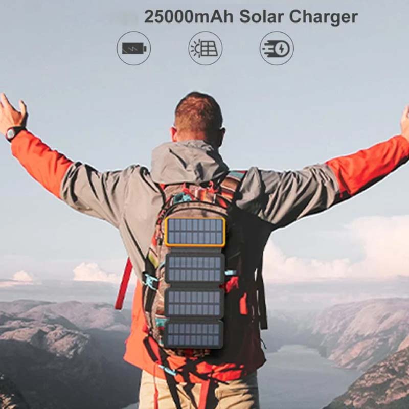 Opvouwbare Draagbare Zonne-Energie Powerbank – Waterdicht, Dubbele USB, Quick Charge, Zaklamp