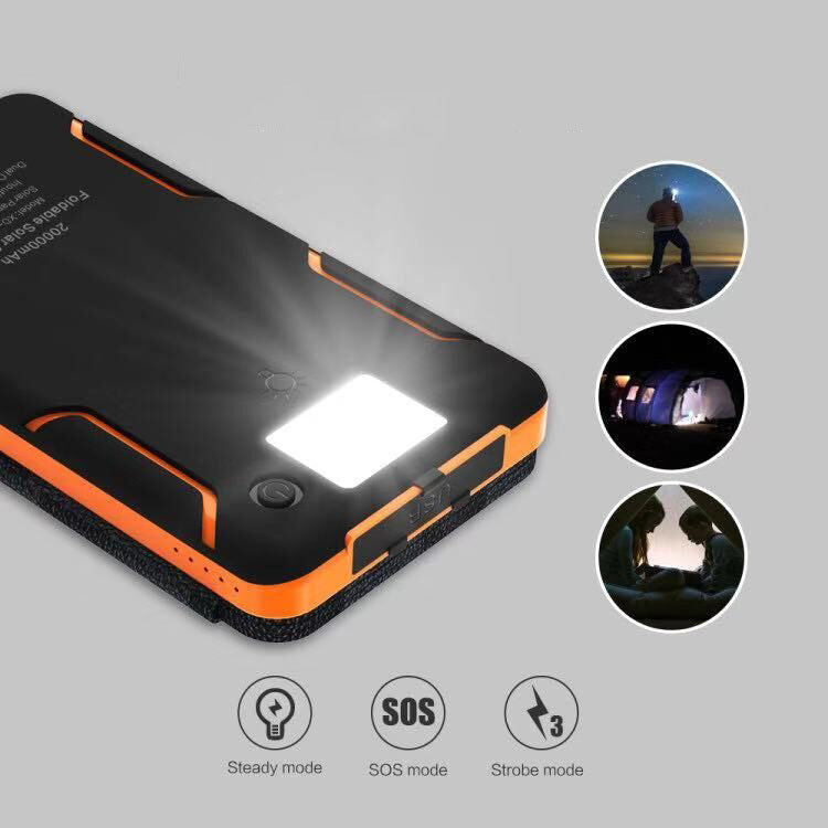 Opvouwbare Draagbare Zonne-Energie Powerbank – Waterdicht, Dubbele USB, Quick Charge, Zaklamp