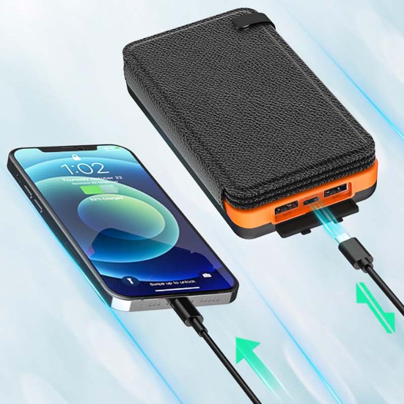 Opvouwbare Draagbare Zonne-Energie Powerbank – Waterdicht, Dubbele USB, Quick Charge, Zaklamp