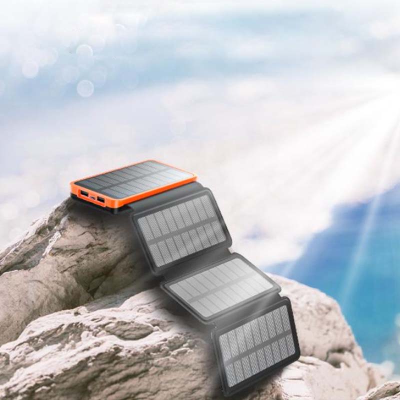 Opvouwbare Draagbare Zonne-Energie Powerbank – Waterdicht, Dubbele USB, Quick Charge, Zaklamp