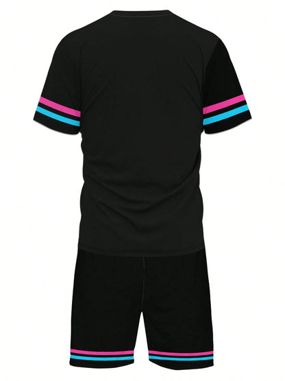 🔥 2-delige Set Miami Print Heren Outfit – T-shirt & Shorts | Sportief & Casual 🔥