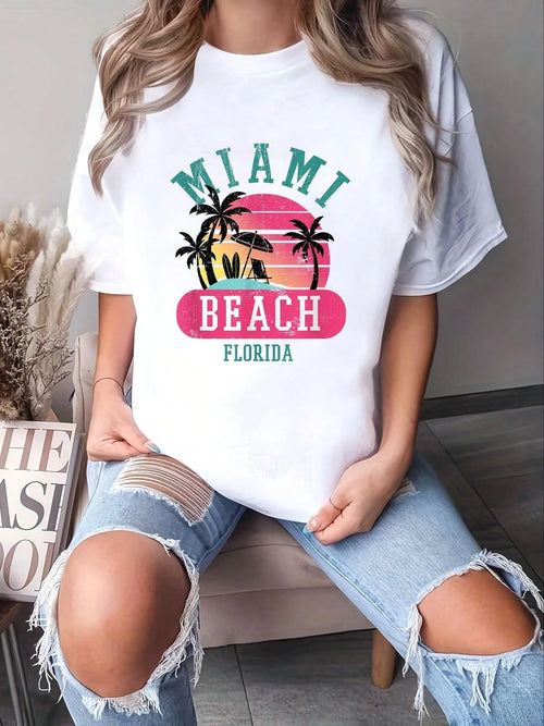 🌴 Retro Cool Miami Beach T-Shirt – Unisex | 100% Katoen | Zomer Must-Have 🌴