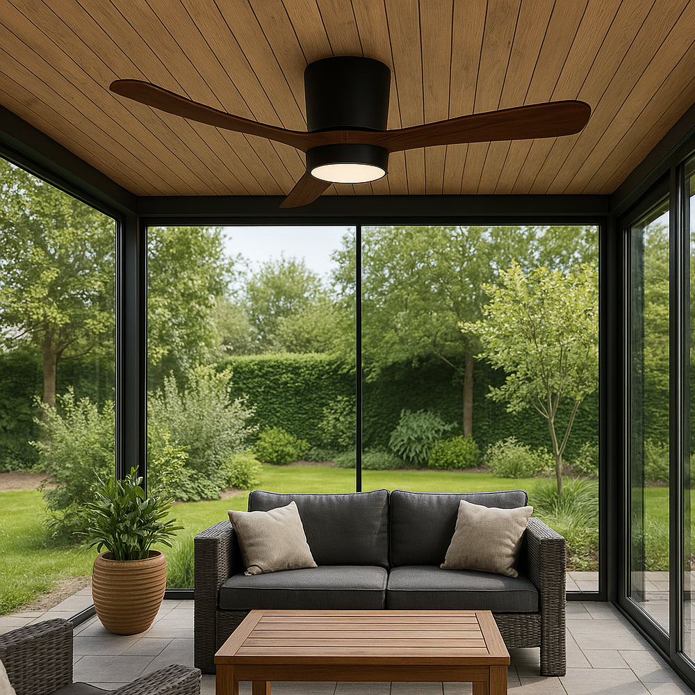 LED Plafondventilator met Lamp – 18W – Zwart/Hout – Dimbaar – 3 CCT – Met Afstandsbediening