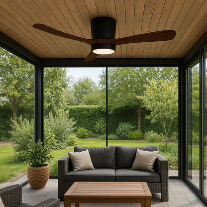 LED Plafondventilator met Lamp – 18W – Zwart/Hout – Dimbaar – 3 CCT – Met Afstandsbediening