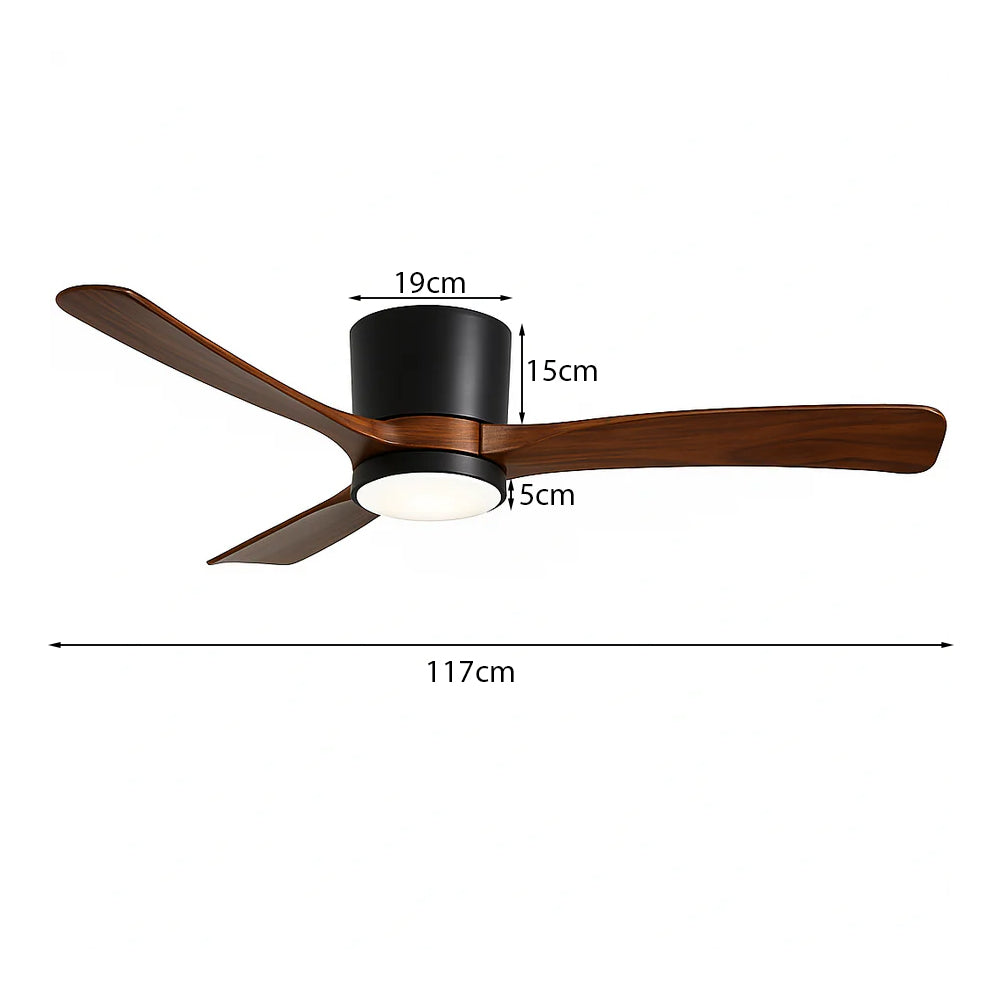 LED Plafondventilator met Lamp – 18W – Zwart/Hout – Dimbaar – 3 CCT – Met Afstandsbediening
