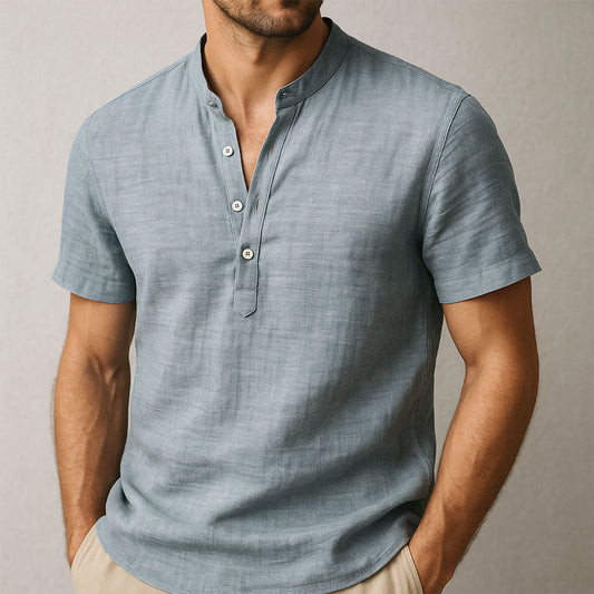 Linerase Henley Heren Shirt – Linnen, Ademend, Casual en Stijlvol