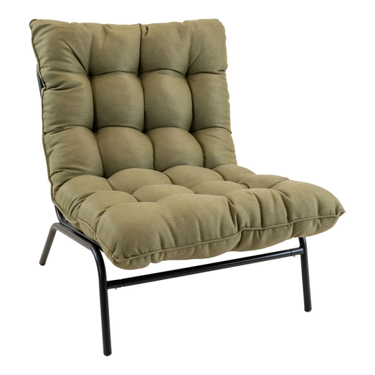Relaxstoel Zenzi Olive – Comfortabele Tuinstoel van Staal en Olefin Stof