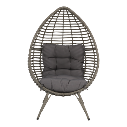 Relaxstoel Chill Grijs – Hangstoel met Wicker en Kussens – Comfort voor Binnen en Buiten