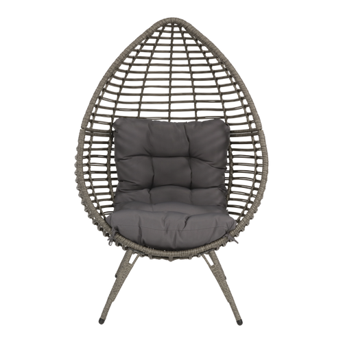 Relaxstoel Chill Grijs – Hangstoel met Wicker en Kussens – Comfort voor Binnen en Buiten