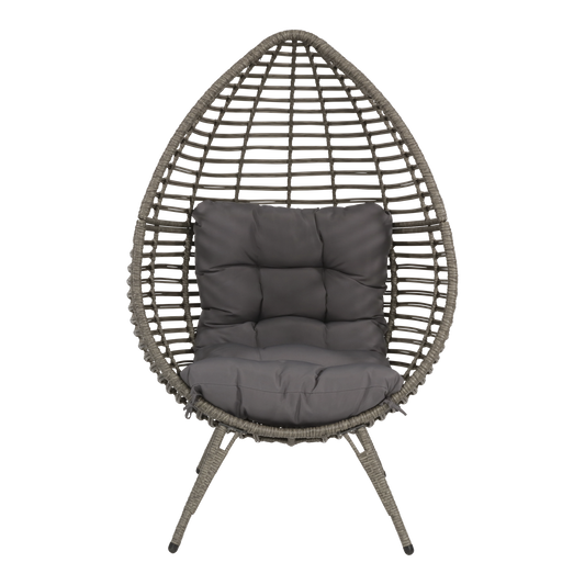 Relaxstoel Chill Grijs – Hangstoel met Wicker en Kussens – Comfort voor Binnen en Buiten