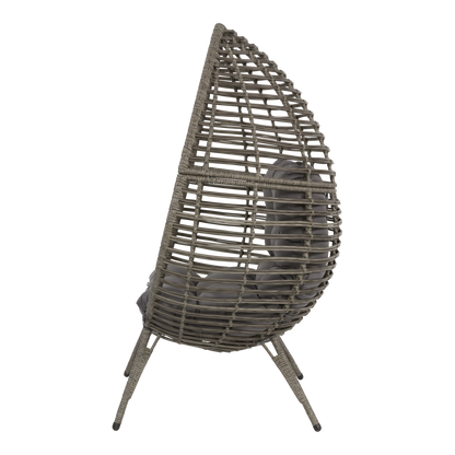 Relaxstoel Chill Grijs – Hangstoel met Wicker en Kussens – Comfort voor Binnen en Buiten