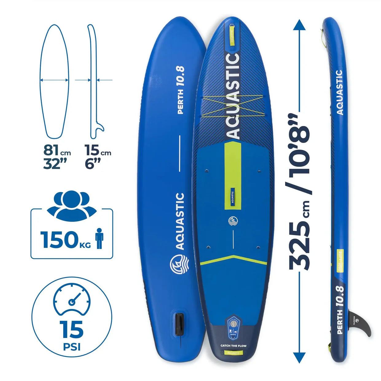 Opblaasbare Aquastic Perth 10’8” All-round SUP – incl. accessoires – 145 kg draagvermogen