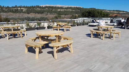 Ronde Picknicktafel XXL – Ø195 cm – Robuust, Weerbestendig en Onderhoudsvrij